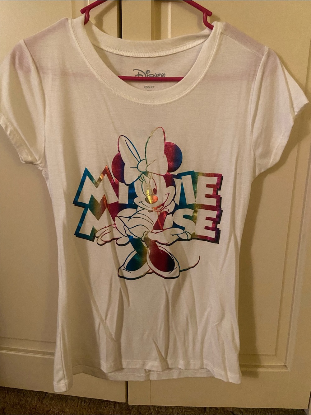 Disney Cream Graphic Tee with Pink Accent